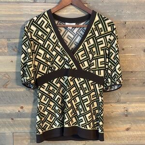 LOFT Retro Patterned V-Neck - MEDIUM